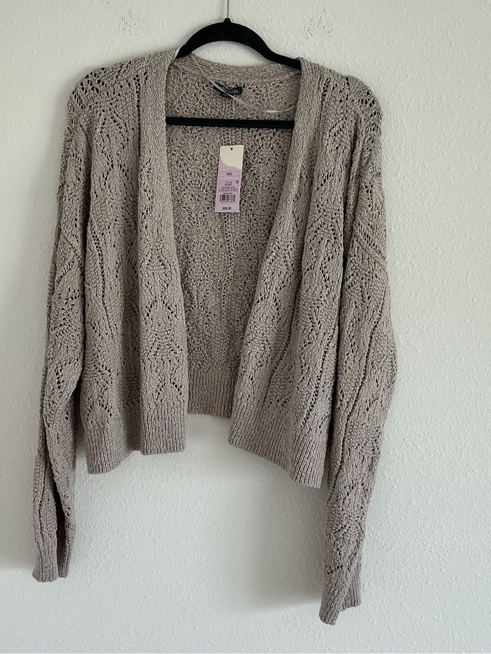 wild fable Taupe Open-Front Lace Knit Cardigan